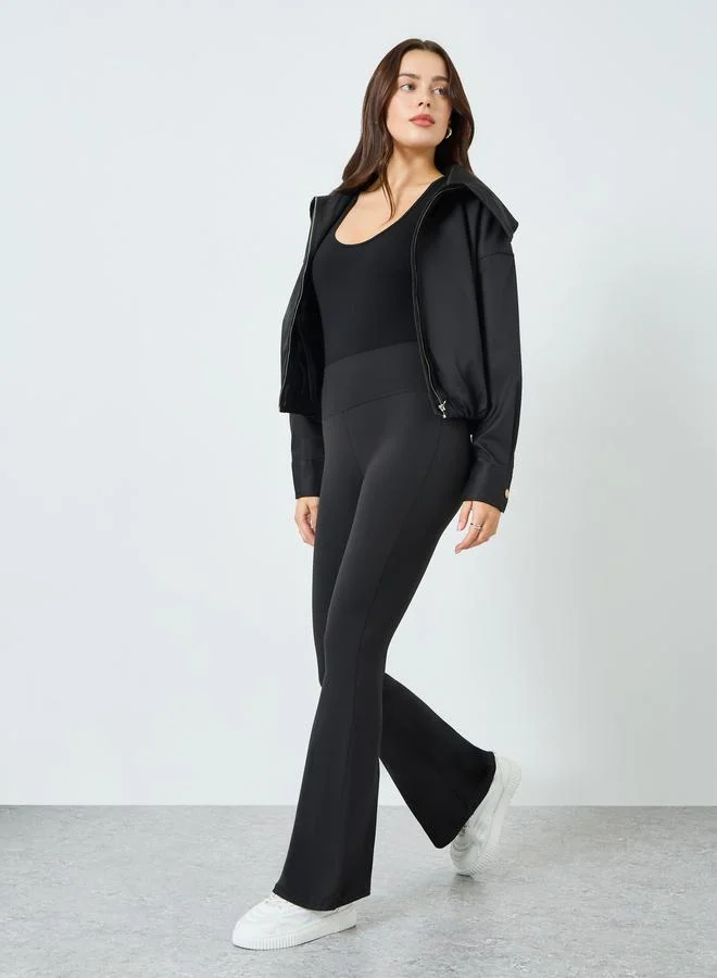 Styli Women Black High Waist Flare Leggings